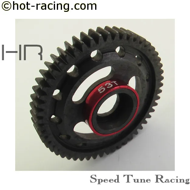Hot Racing Steel Spur Gear 53T Lightweight Hardened Steel Red Tooth Ring for 1/16 Traxxas E-Revo/Slash 4X4/Summit/Rally