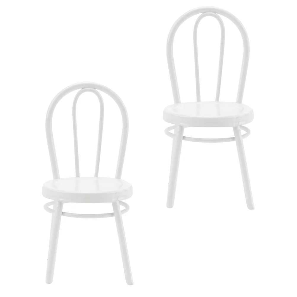 

2Pcs Mini Chairs Chic Iron Frame Small Chair Adornment for Miniature Garden Home Decor Fake Chair for Display Use
