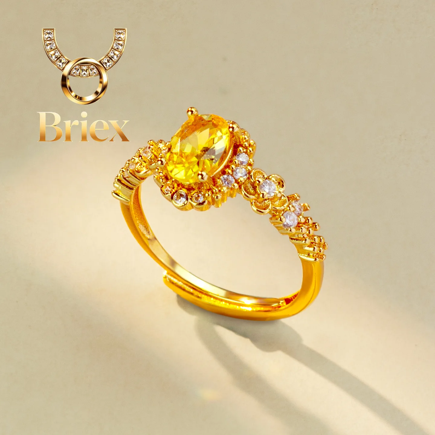 Briex Jewelry Luxury 24K 9999 Pure Gold real gold Diamond Pigeon Egg Ring Adjustable Women's Ring