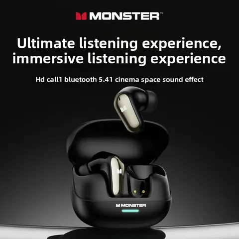 뉴 몬스터 MQT52 TWS 무선 블루투스 5.4 헤드셋 HIFI 스테레오 음악 게임용 이어폰 통화 소음 제거 이어버드