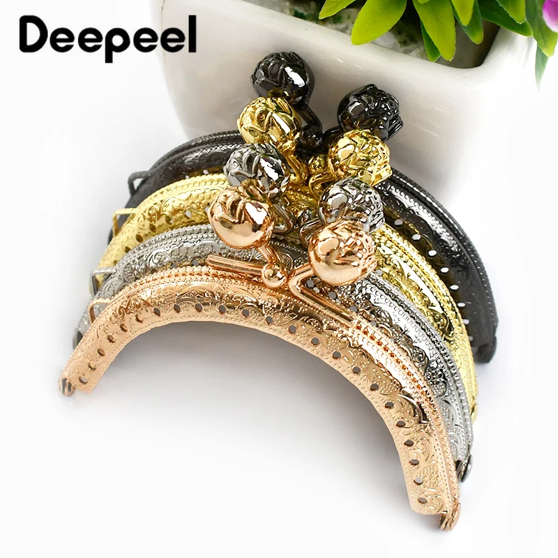 2/5/10Pcs Deepeel 8.5cm Metal Purse Frame Wallet Handle Kiss Clasp DIY Handbag Handmade Knitted Sewing Brackets Bag Accessories