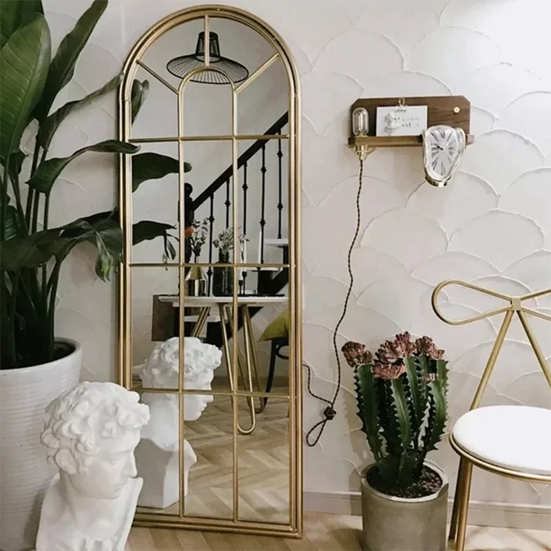 Vintage Floor Mirror Boho Home Living Room European Full Body Glass Quality Big Nordic Mirror Bedroom Maison Decoration Home