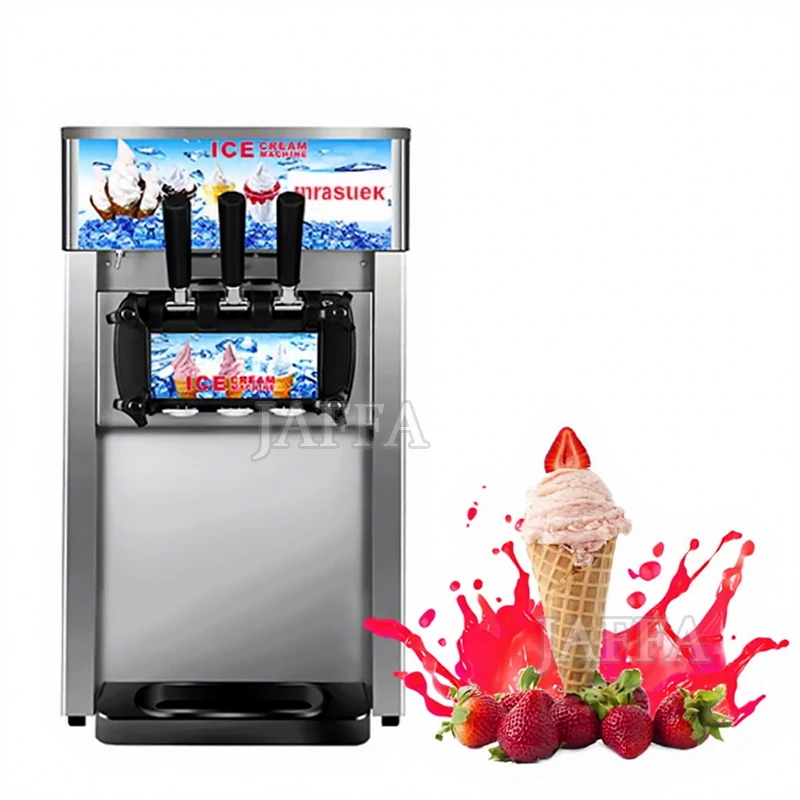 Soft Ice Cream Machines 18L/H Commercial Sorbet Coolers Tricolor Desktop Sweet Cone Freezing Equipment Vending Machine