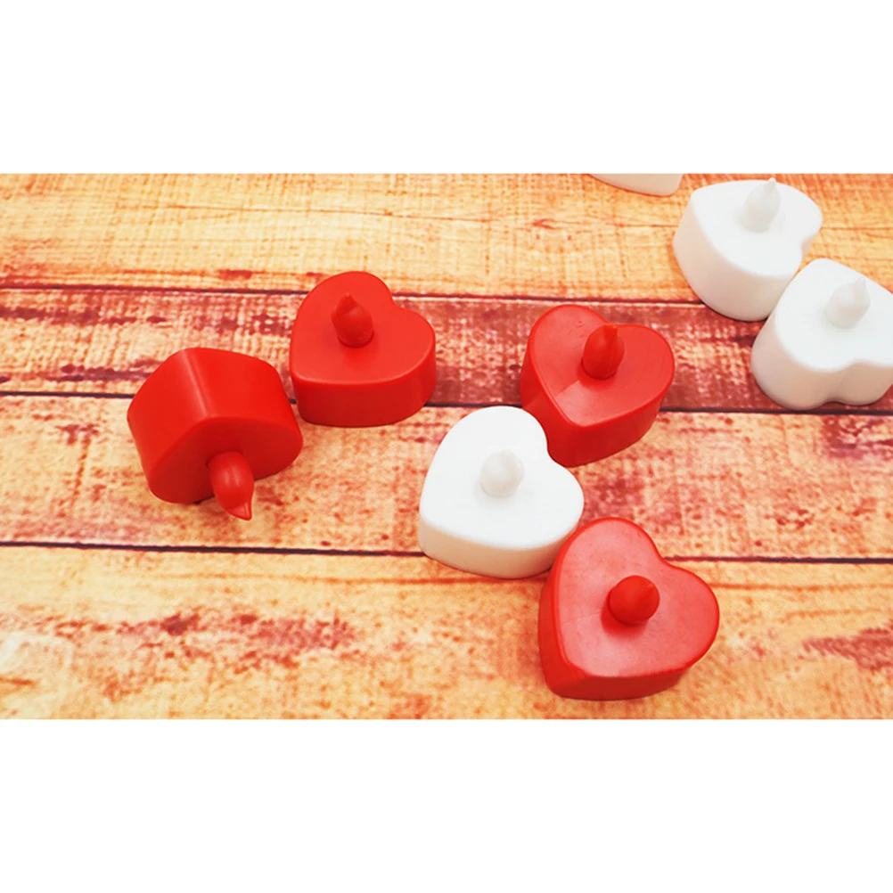 

10Pcs Realistic Flickering Heart LED Lamps Flameless Electronic Lights for Night Light Decoration Valentine