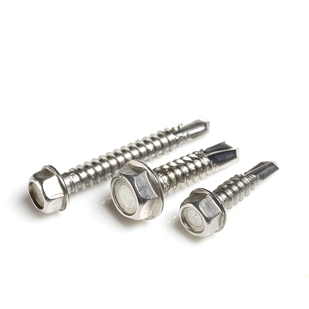 Self-Drilling Screws with Collar, Stainless Steel, Hexagon Head, ST4.2, ST4.8, SUS410 Deck Screws