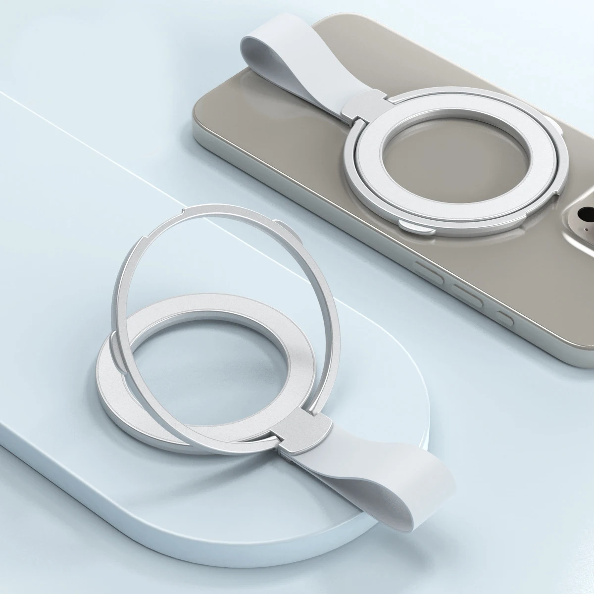 Geeignet für magnetischen Einzelring, 3 Abschnitte, 1 Stück, einfacher, drehbarer Telefonständer, Wandaufkleber mit starker Anziehungskraft – Detail 4