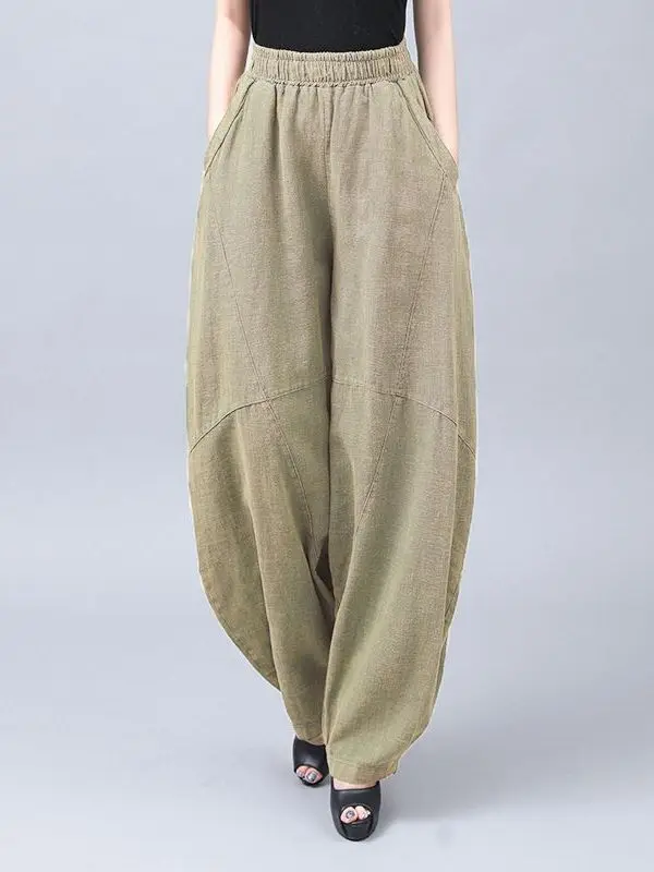 Retro Early Autumn Loose Cotton Hemp Women's Tai Chi Pants Harlan Pants Slimming Lantern Long Pants Casual Comfortable