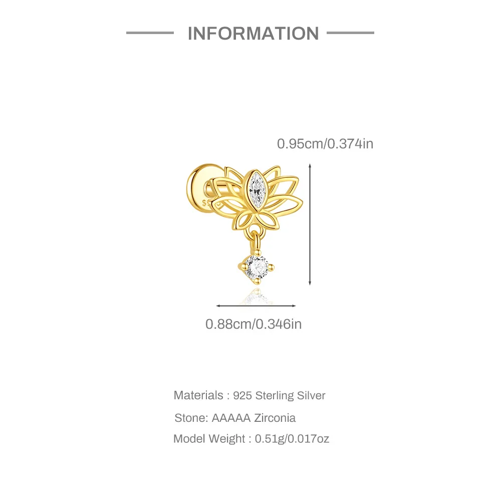 AIDE 1PC 925 Sterling Silber Glück Rot Koi Piercing Ohrring Für Frauen Geometrische Kette Zirkon Ohr Knochen Stud Ohrringe edlen Schmuck – Detail 9