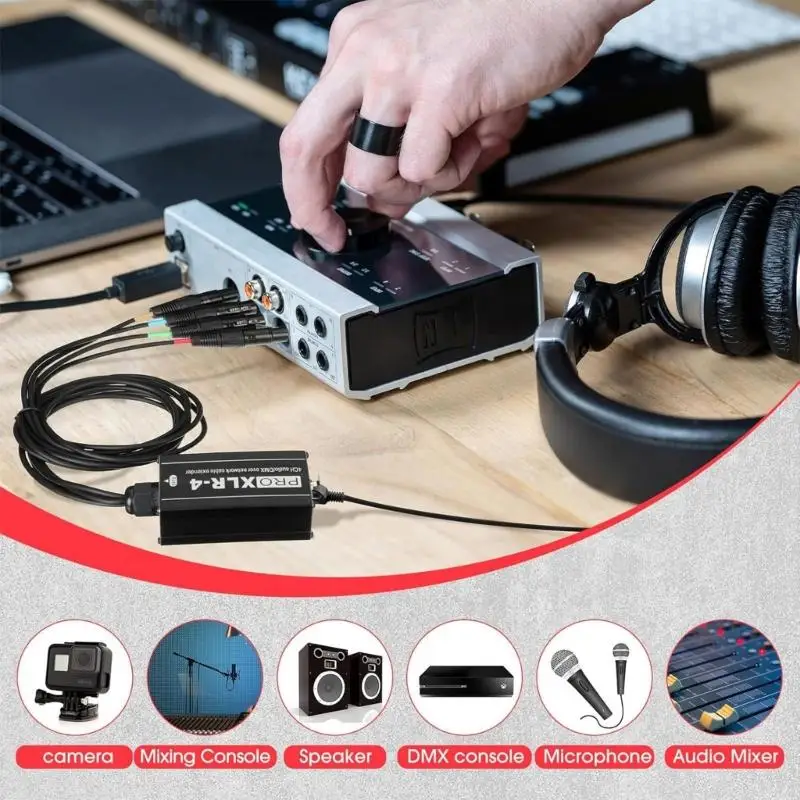 

652F RJ45 To 4 Channel XLR Sound 3Pin Splitter for Studio Recording Accessories