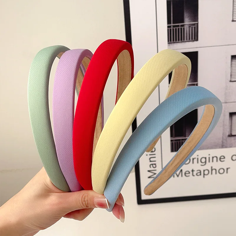 New Colourful Sponge Wide Edge Hairband Women Solid Color Headband Fashion Turban Makeup Hairband Hoop Girl Hair Accessories