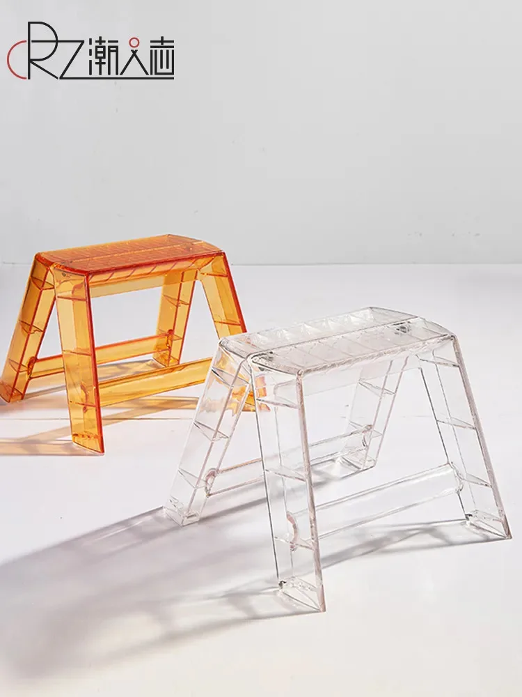 Acrylic Ladder Household Transparent Folding Ladder Thickened Herringbone Portable Two-step Ladder Stool