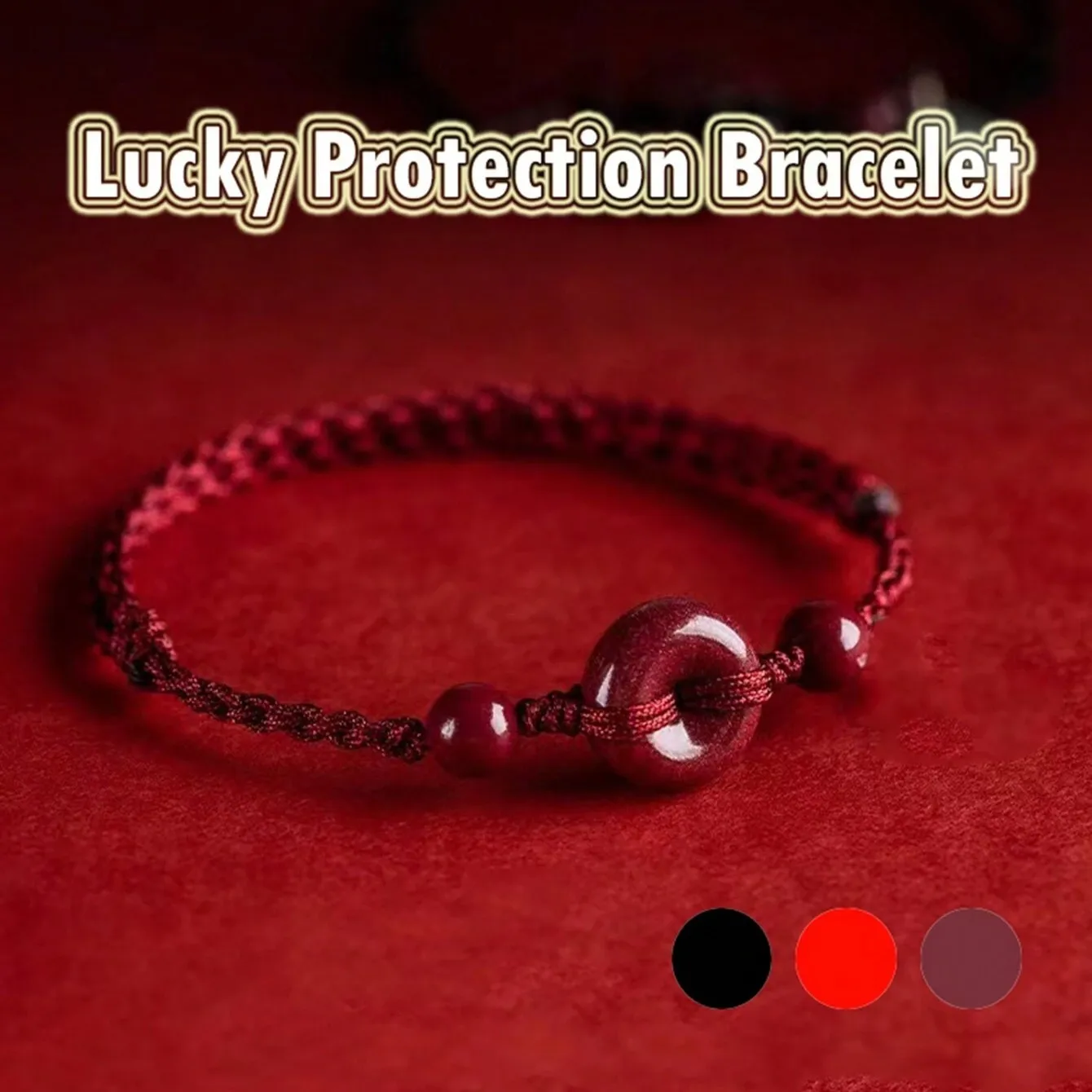 Bracciale amuleto fatto a mano con corda rossa fortunata per donna Uomo Bracciale con corda intrecciata con fibbia di sicurezza in cinabro Regalo di gioielli per amicizia
