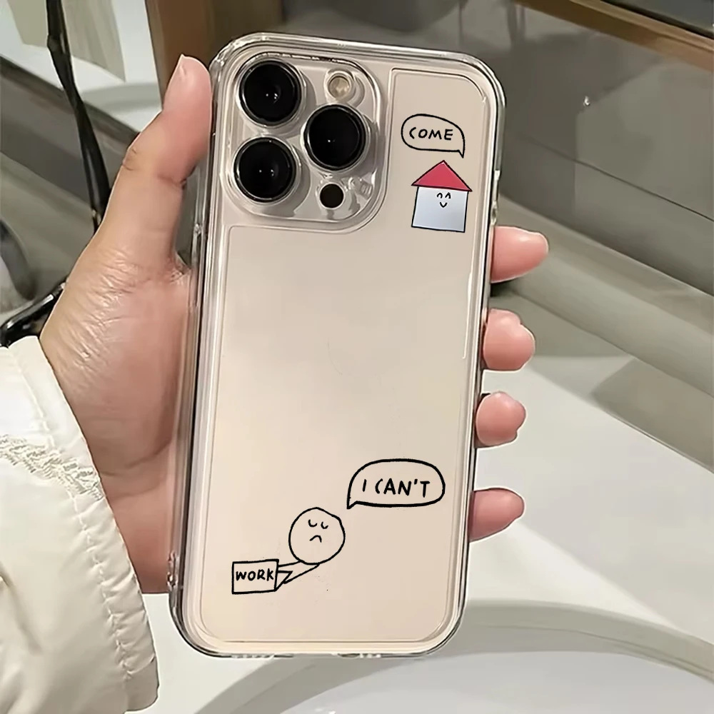 حافظة هاتف كارتونية لا تريد أن تذهب إلى المنزل للعمل لهاتف Tecno Spark Go 30C 10 Camon 40 Pova Pro itel S23 A70 4G 5G غطاء شفاف من البولي يوريثان الحراري #2