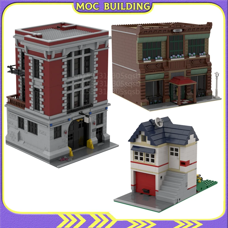 Modèle de blocs de construction MOC Street View, maison modulaire, briques d'assemblage bricolage, cadeau jouet