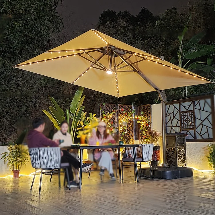 

Outdoor Beach Garden Patio Sun Umbrella With Logo And Led Strip Light Parasols Umbrellas