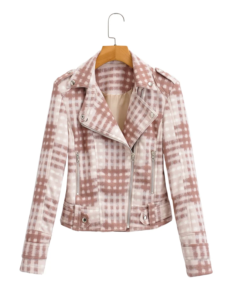 Frauen Wildleder Leder Jacken Kurze Motorrad Mantel Frauen Plaid Mode Biker Faux PU Jacke Herbst Winter jaqueta de couro