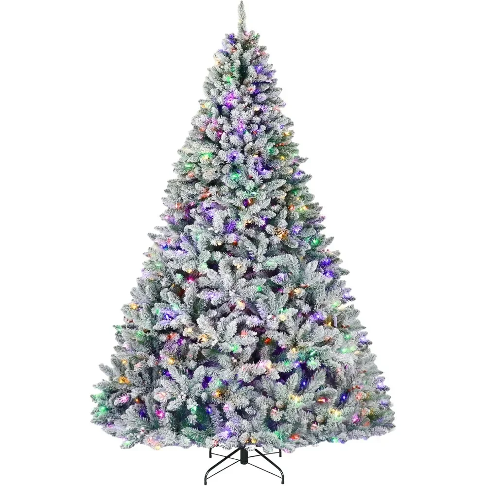 

7.5 ft Artificial Christmas Tree Snow Flocked ,with Pine Cones and Berries,450 Color Changing LED Lights, 1446 Branch Tips