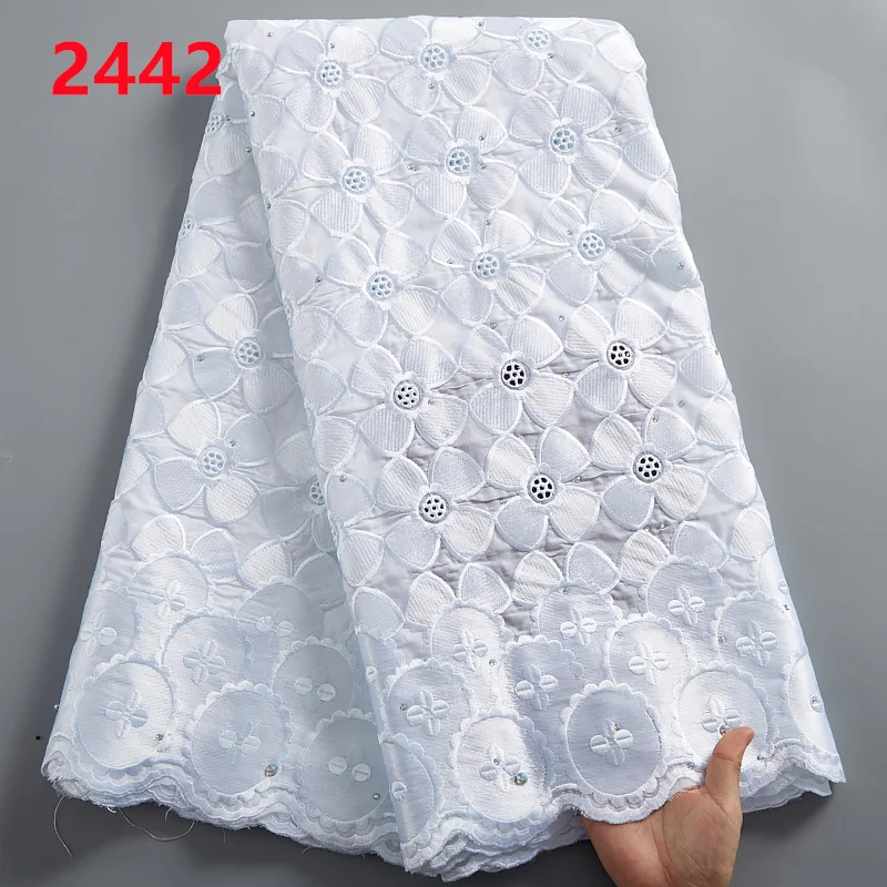 

Kalume Nigerian Dry Cotton Lace Fabric 2025 High Quality African Swiss Voile Lace Fabric for Sewing Woman Dresses 5 Yards F2442