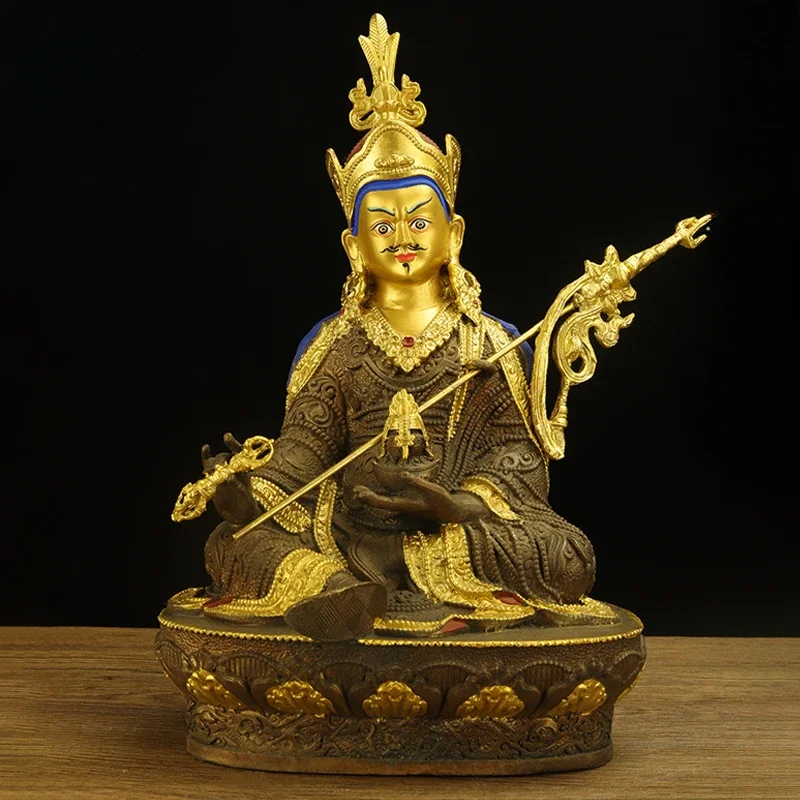 

Bronze gilt 7" Guru Padmasambhava Rinpoche Vajra Buddha statues ﻿Xizang religious household furnishings for home worship
