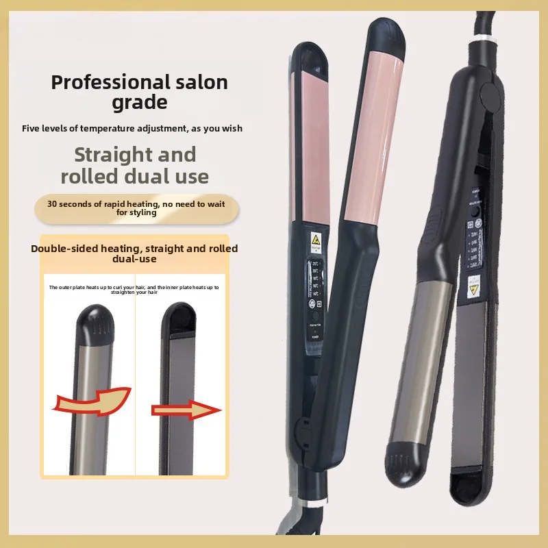 

Professional Hair Straightener Curling Iron Straight Curl Wet and Dry Hair Salon Straightening Plate Electric Splint Mini Type