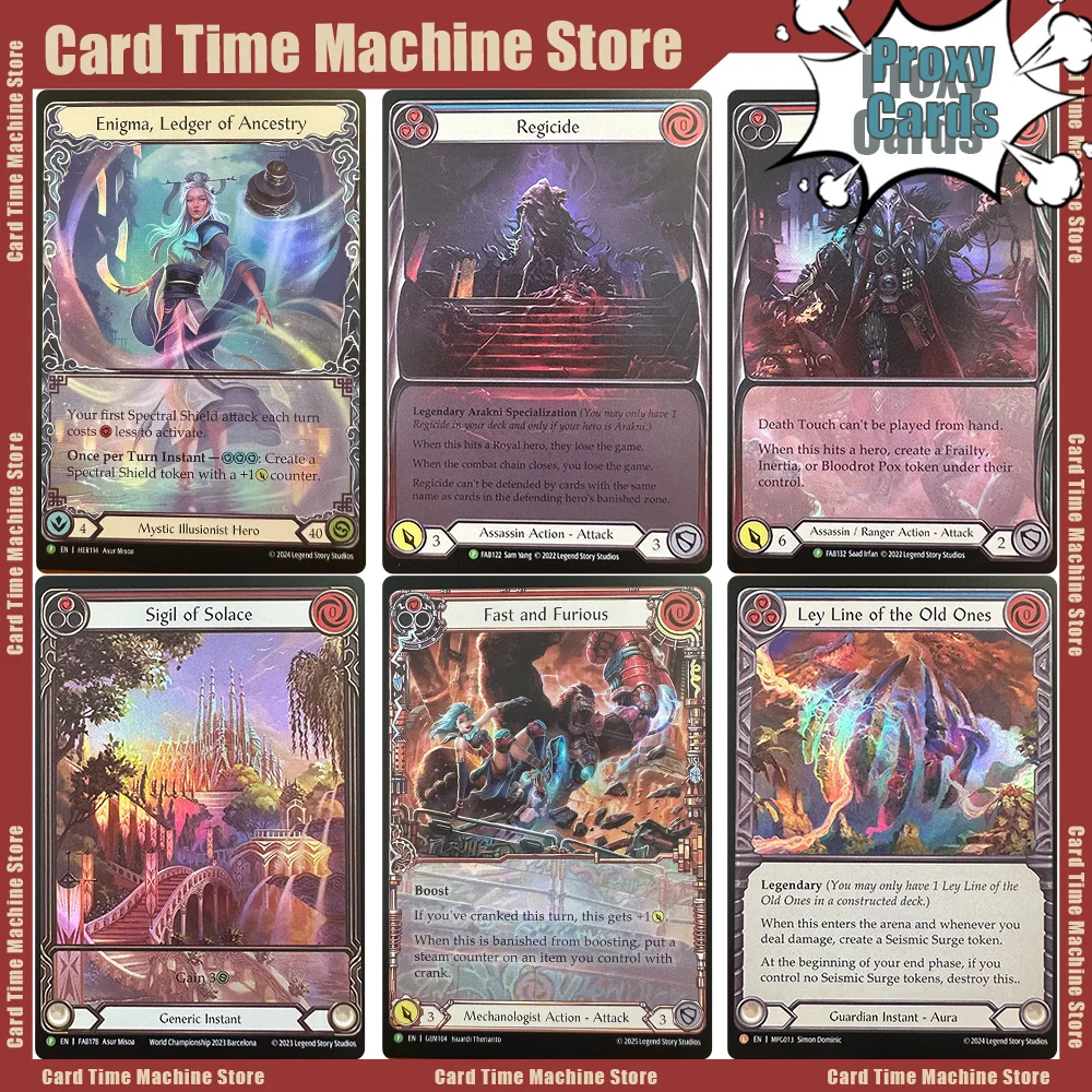 Flesh and Blood Proxy Foil Cards TCG Enigma Ledger of Ancestry Breaking Point Death Touch Ley Line of the Old Ones Pulverize Toy