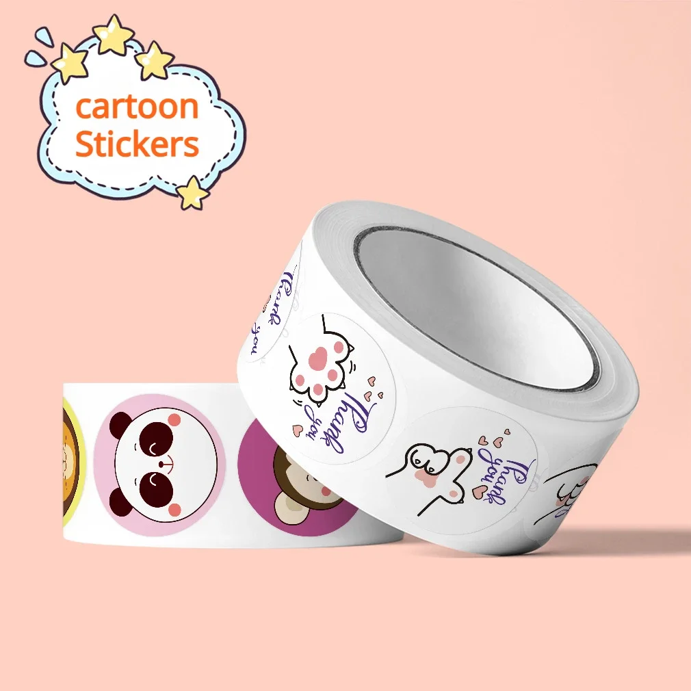 Kawaii Cat Thank You Stickers Adhesive Gift Decoration Seal Labels for Baking Packaging,Envelope Seals Kids Reward