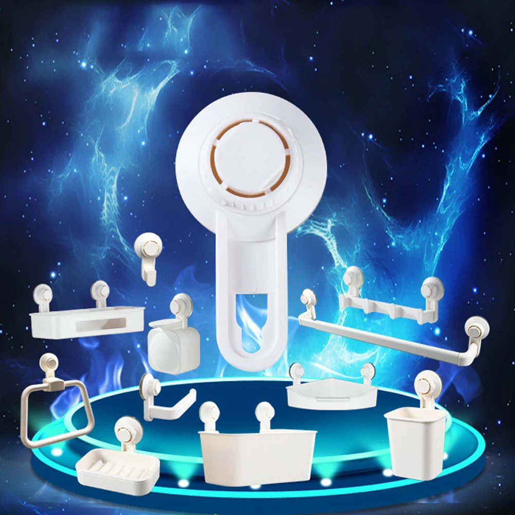 

Bathroom Seamless Manual Soap Dispenser Creative Suction Cup To The Soap Machine Wall-free Punching Plastic Soap Dispenser(White