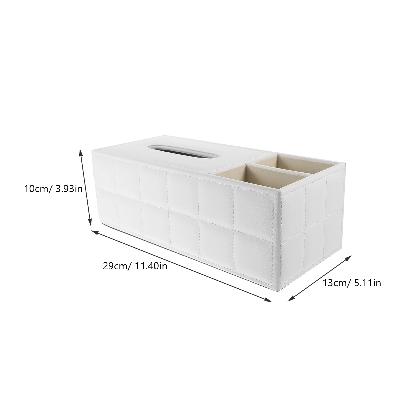 Multifunctional PU Desktop Organizer Quilted Design Tissue Box Pencil Scissor Holder Suitable for Home Office Car Remote