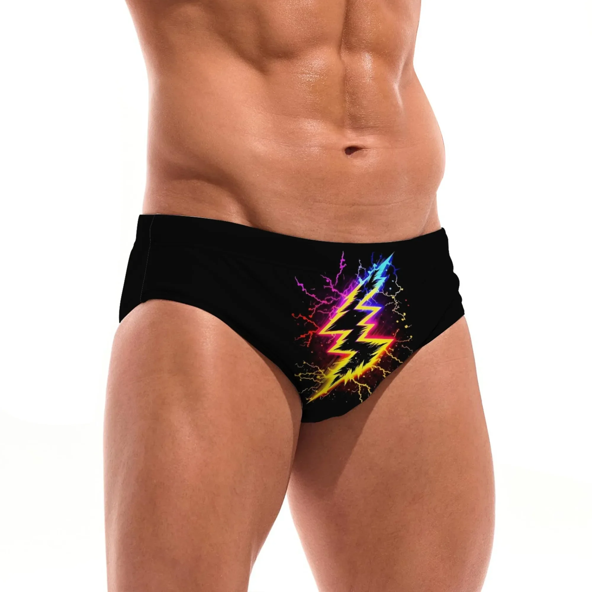

Colorful Lightning Cool Men's Swim Trunks Soft Breathable Beach Surf Shorts Sexy Bikini Briefs Swimwear Pool Carnival Party