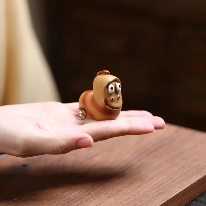 Cute Worm Shape pet ornament tea ceremony decoration small statue Cute Tea set accessories table decoration creative tea gifts