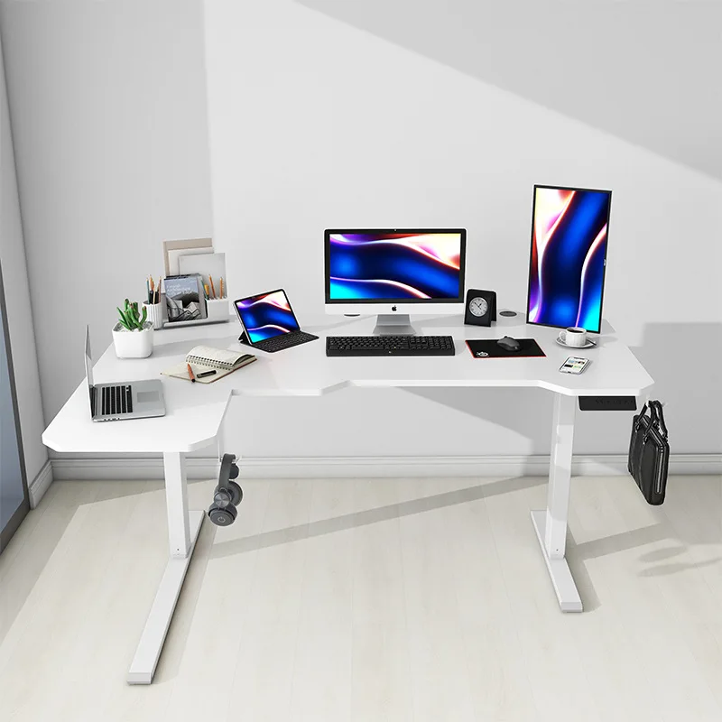 طاولة رفع كهربائية على شكل حرف L بطول 1.5 متر، مكتب زاوية، محرك مزدوج، طاولة دراسة للكمبيوتر، مكتب تقسيم #3
