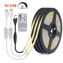 Dimmable 5V COB LED Strip Light 320Leds/m USB Powered High Bright Flexible COB LED Lights RA90 Remote Control LED Tape Diode