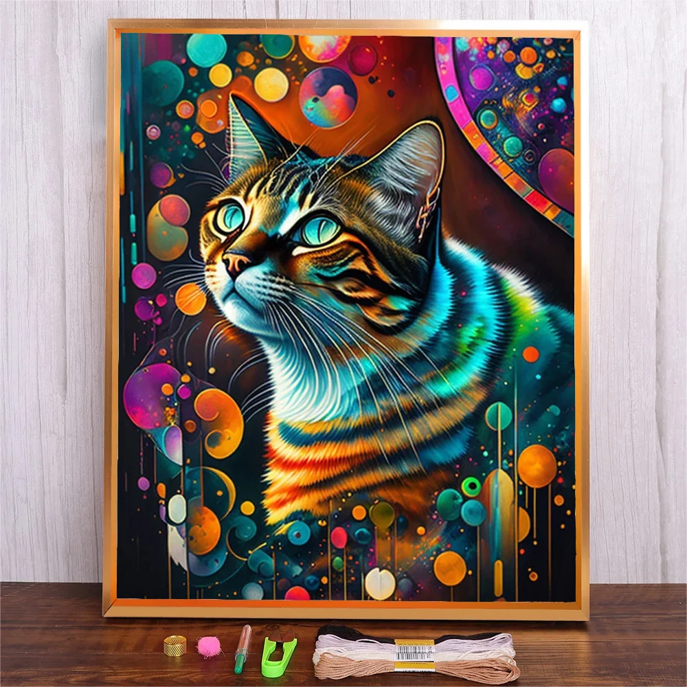 Top Quality Animal Cat DIY Needlework Sewing Cross Stitch Kits 11CT Printed Canvas Embroidery Handmade Crafts Home Decoration