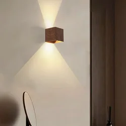 Creative Wood Led Wall Lamp Emitting Light UpandDown Artistic Background Entrances Stairs Balconies Atmosphere Lighting Fixtures