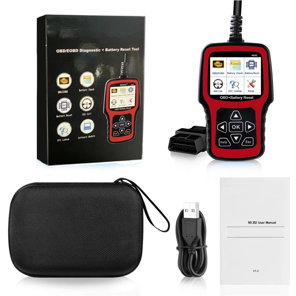 A88M NS202 Battery Registration Tool+OBD/EOBD Diagnostic Supports 10 OBD/EOBD Test Modes for AUDI, BMW, MINI, BENZ, PORSCHE