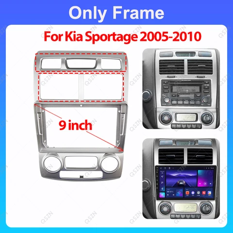 2Din автомобильный радиоприемник для KIA Sportage 2 2004-2010 9-дюймовый авто стерео аудиоплеер DVD-панель приборной панели комплект рамка центральная консоль Holde