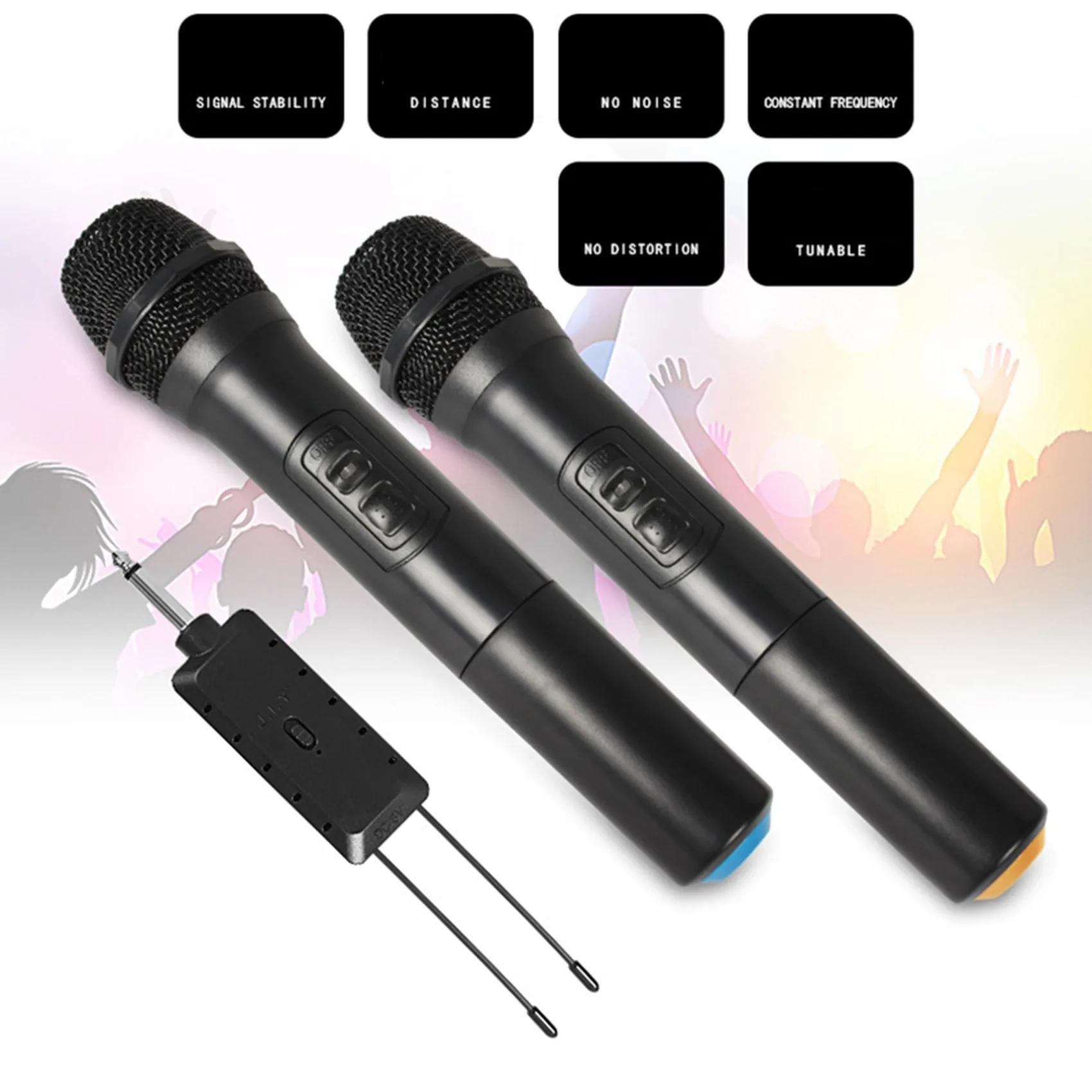 

Hot-2X Universal VHF Wireless Handheld Microphone With Receiver For Karaoke/Business Meeting Portable Microphones