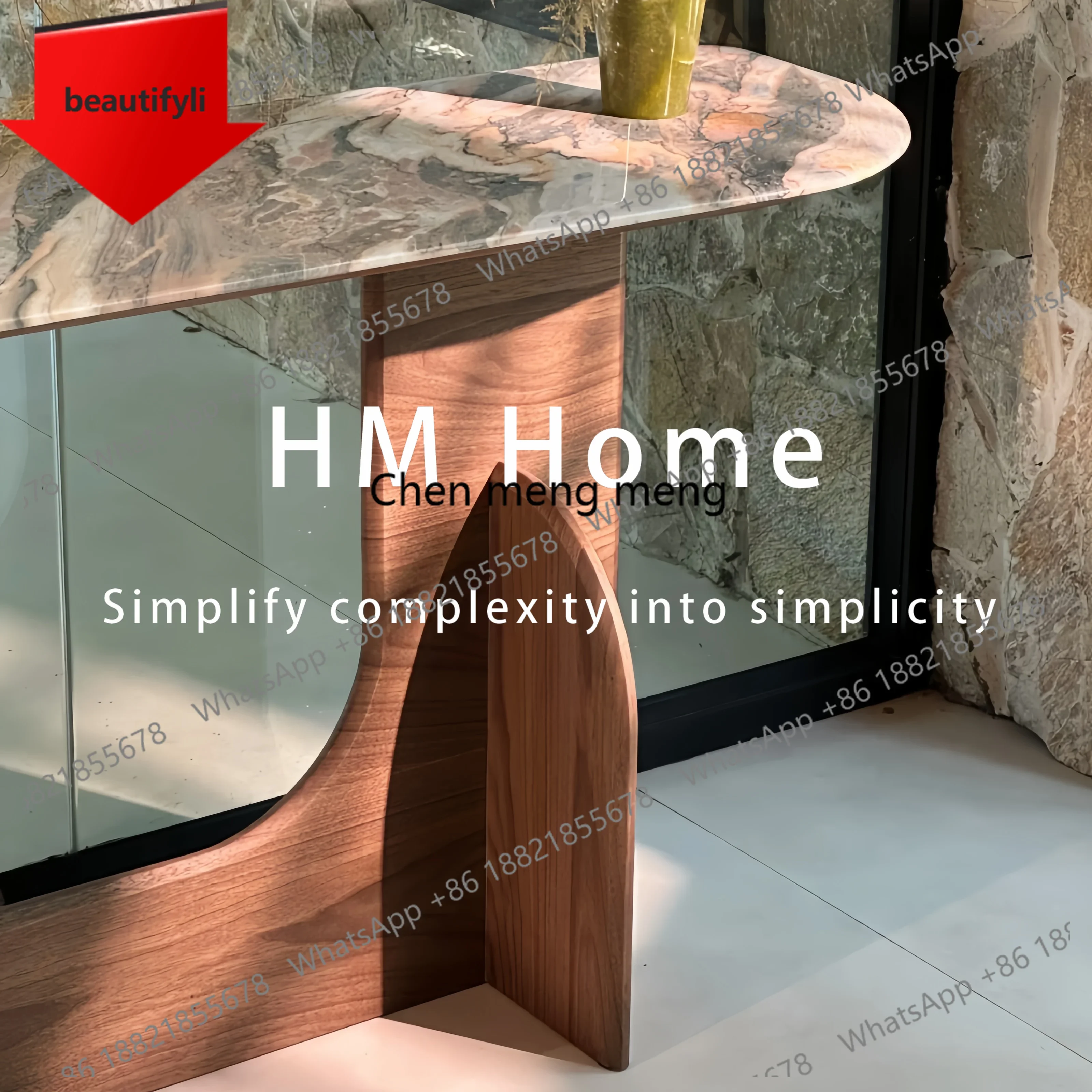 

Стол прихожей Q181 в средневековом стиле из массива дерева, ретро-стол для прихожей в стиле лёгкой роскоши с натуральным мрамором