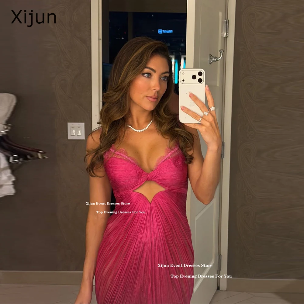 

Xijun Modern Hot Pink Long Evening Dresses Lace Sweetheart Sleeveless A-Line Prom Dresses Formal Maxi Prom Gowns 2026 Customized