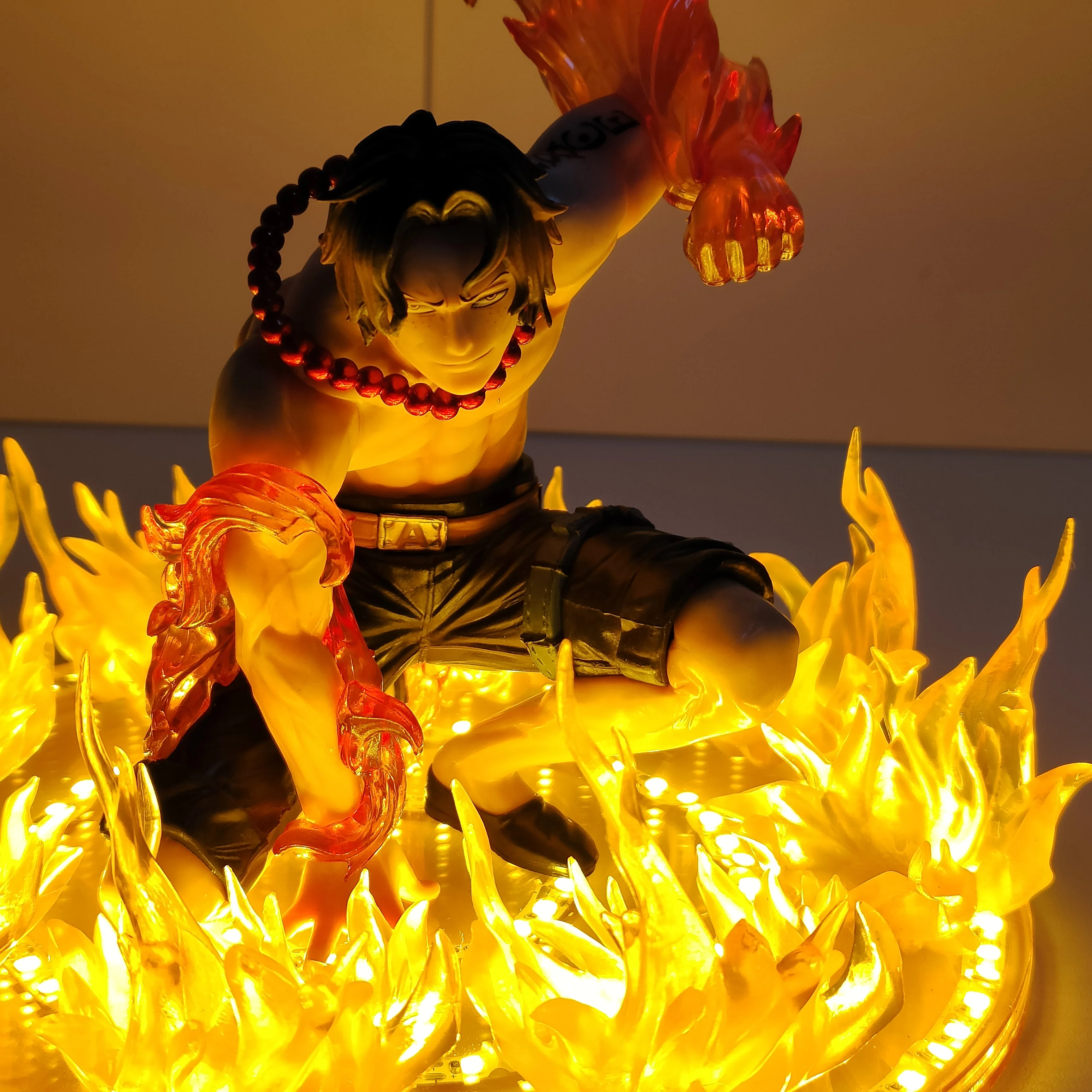 

ONE PIECE Anime Portgas·D· Ace Fire Fist Action Figures Model Figurine Figure & Base & Lamp DIY Collection Decoration Toys