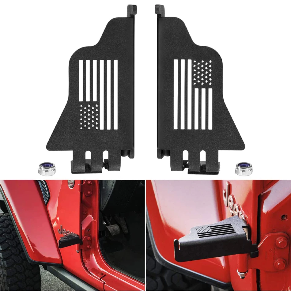 Front Foot Pegs Rest Pedal Exterior Door Hinge For Jeep Wrangler 2007-2022 JK JKU JL JLU Sports Sahara Freedom Rubicon Unlimited