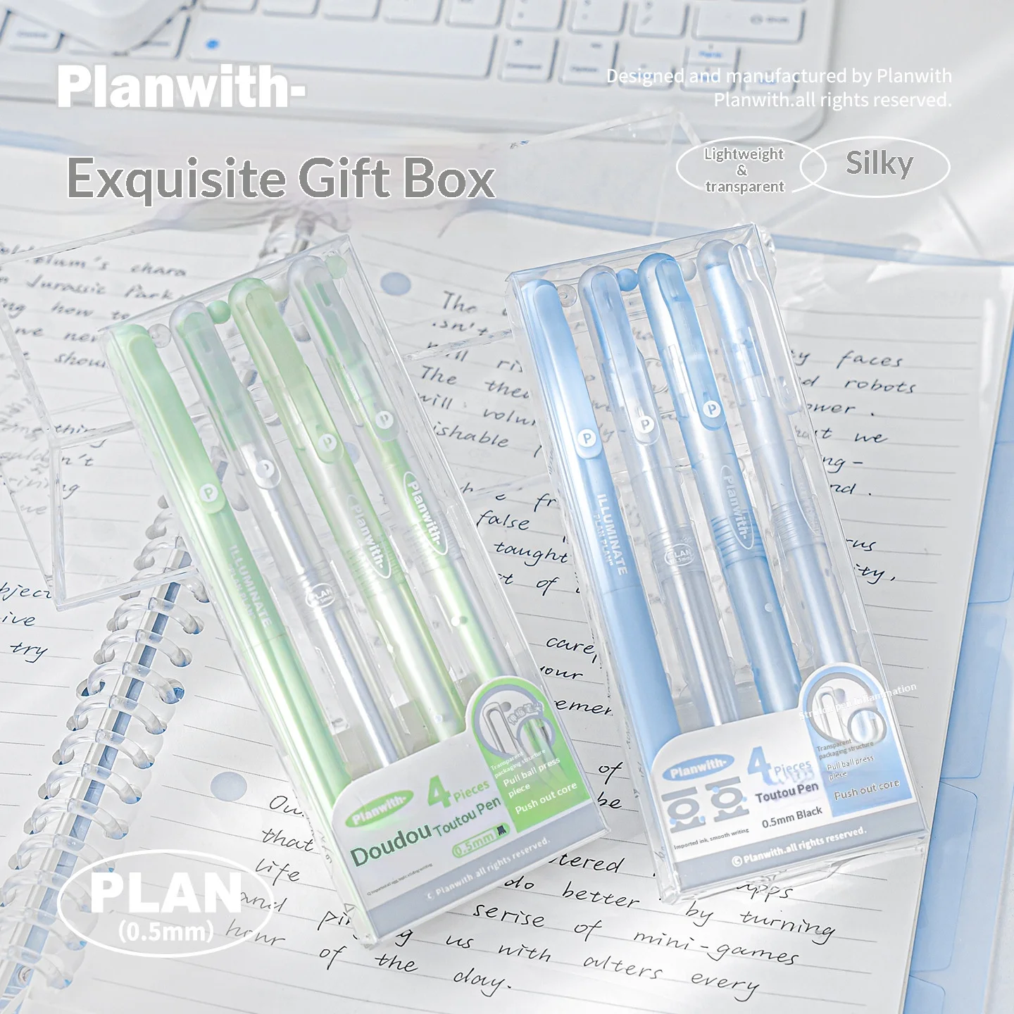 

Planwith 4pcs Sphere Press Gel Pens Set 0.5 ST Smooth Writing Pen Tip Kawaii Simplicity Translucent Pen Holder School Stationery
