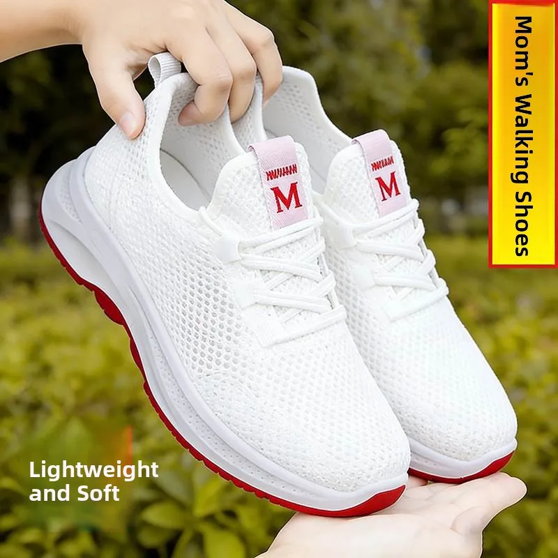 

Beijing Ladies Casual Breathable Mesh Shoes Fashionable Sporty Flat Bottom Anti-slip Comfortable Soft Sole Net Airy Walking S...