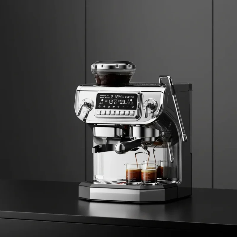 

Hotel Room Commercial Grade Stainless Steel Automatic 15 Bar Cappuccino Espresso Coffee Maker Machine Milk Frother 2L Capacity