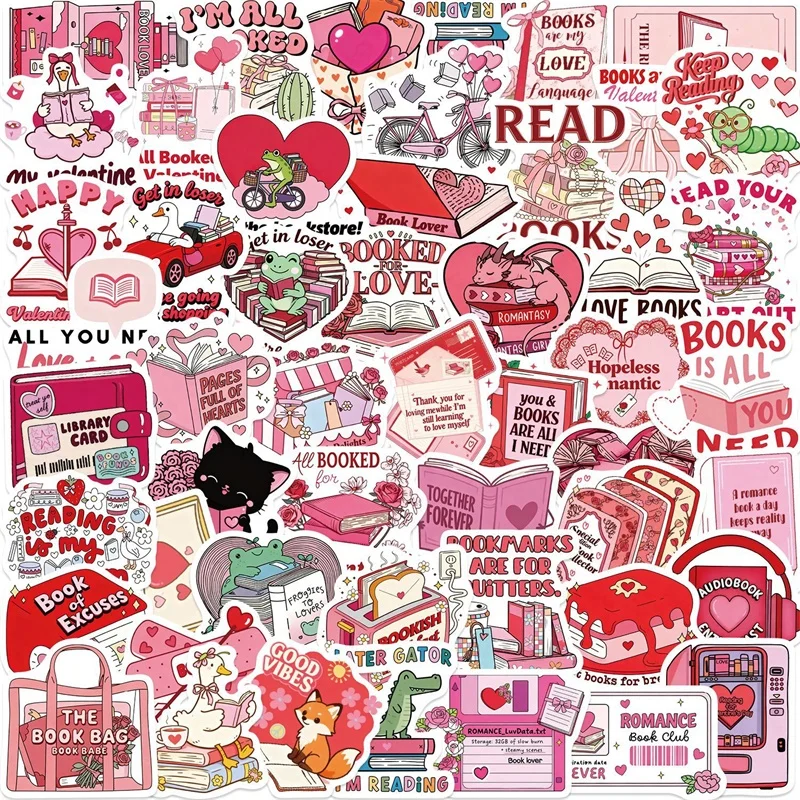 

10/30/50 шт. розовая книга ко Дню святого Валентина, ПВХ липкие наклейки, эстетические DIY цветные наклейки для телефона, ноутбука, багажа, скейтборда, граффити