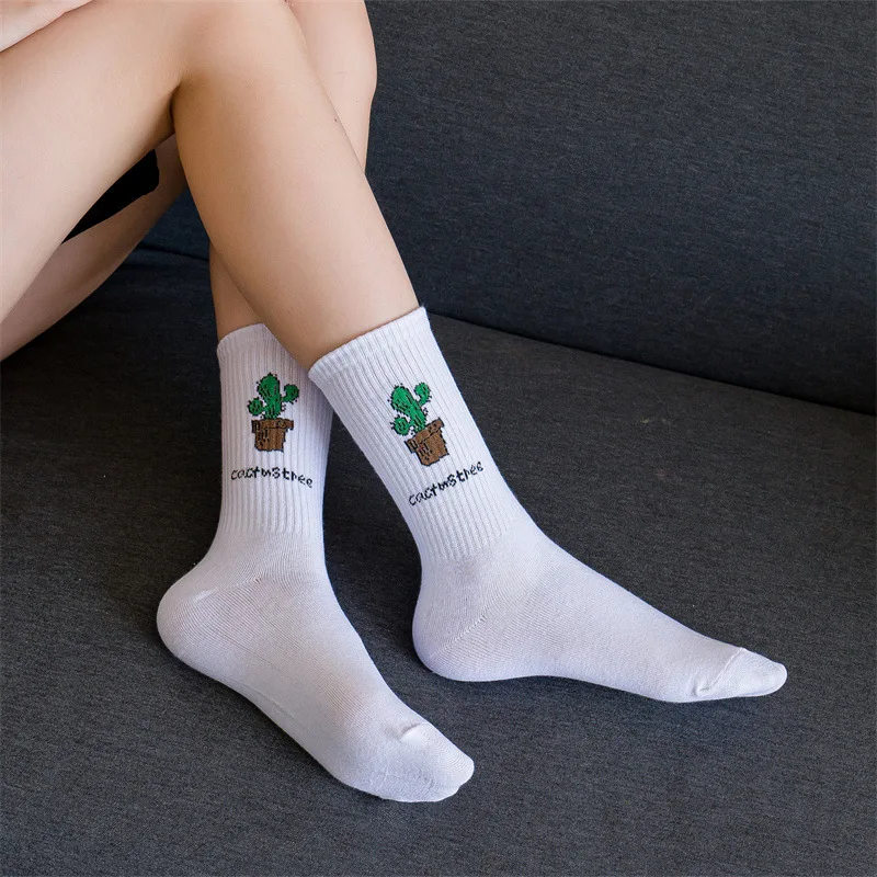 Ins New Autumn Cute Cartoon Bear Panda Rabbit White Sports Women Socks Soft Cotton Winter Socks Kawaii Hipster Street Graffiti