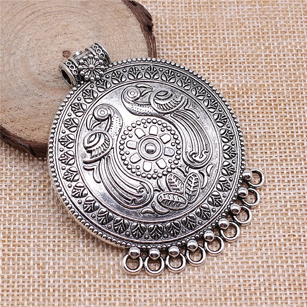 WYSIWYG 1szt 55x69mm antyczne srebro kolor Charms rzeźbione Phoenix ptak Charms do tworzenia biżuterii ocena biżuterii