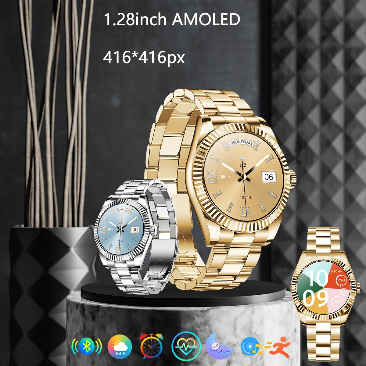 

RollsTimi unisex Urban Trendsetter smartWatch 1.28''AMOLED Sleep/Health/heart rate monitoring Bluetooth call sports music watch