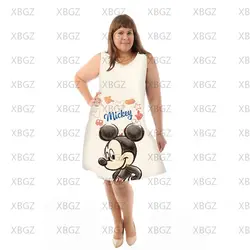 Vestidos elegantes para gordinhas mulheres minnie mouse plus size 4xl 5xl 6xl moda disney boho verão mulher 2022 sem mangas vestido chique