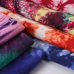 0.5m/1m/2m Elasticity Colorful Tie-Dye Print Fabric Soft Jersey Spandex Polyester DIY Sewing Clothing Dress T-Shirt